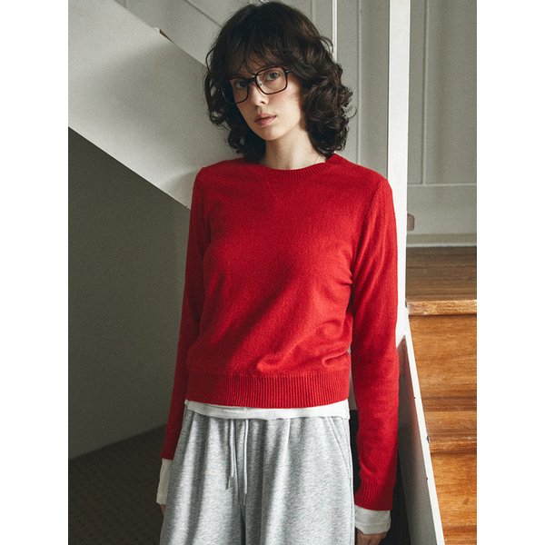 KN4288 에센셜 라운드 니트_Red