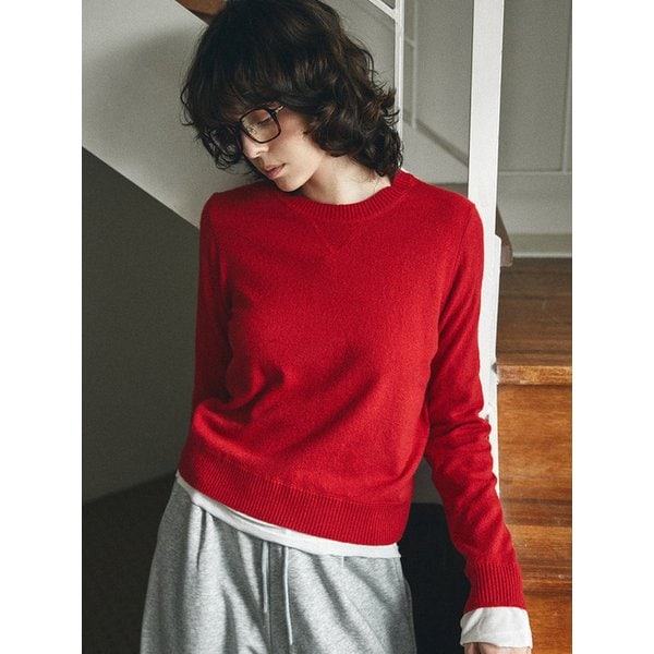 KN4288 에센셜 라운드 니트_Red