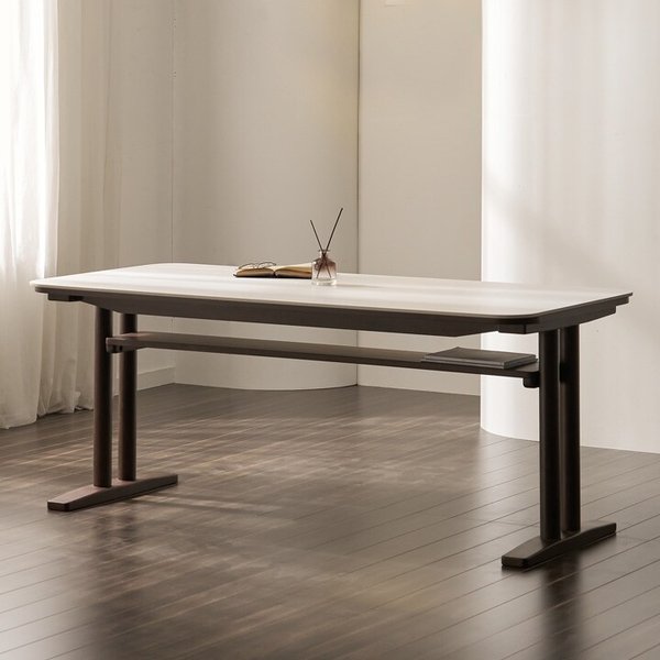 안목 백아 포세린 통 세라믹 원목 6인용 식탁 테이블 1800size [착불]