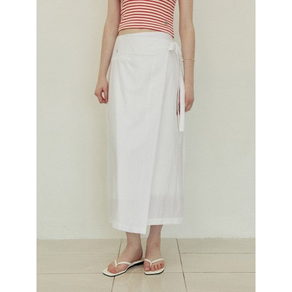 Lip pocket H line lap skirt - white