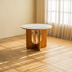 레트로하우스 오아르 원목 세라믹 원형 식탁 테이블 1000 (착불)