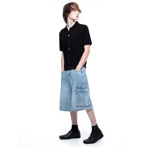 Cargo Bermuda Denim Pants - Light Blue