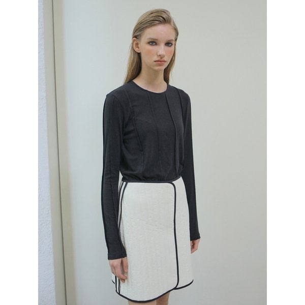 QUILTED ZIP-UP SKIRT / IVORY