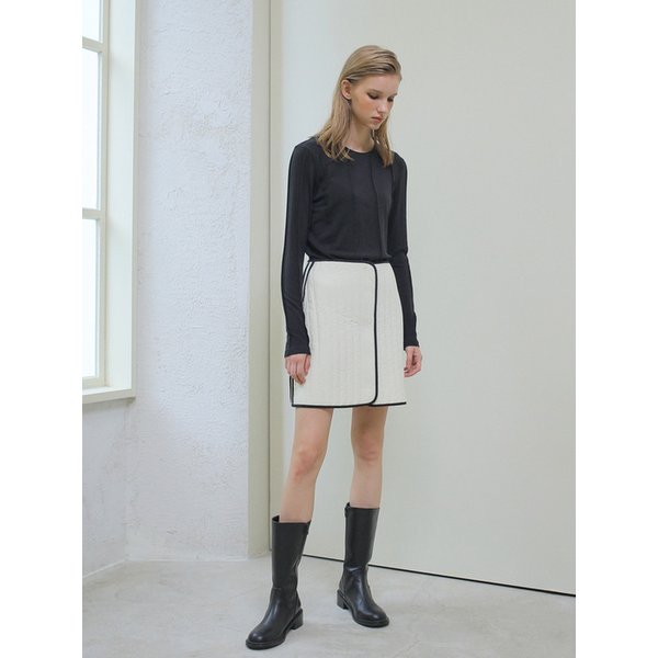 QUILTED ZIP-UP SKIRT / IVORY