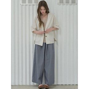 Linen Short Sleeve Cardigan Jacket - OATMEAL
