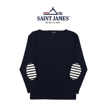 세인트제임스 [올드머니룩 필수템] 세인트제임스 길도U 엘보패치 긴팔티셔츠 네이비 SAINT JAMES