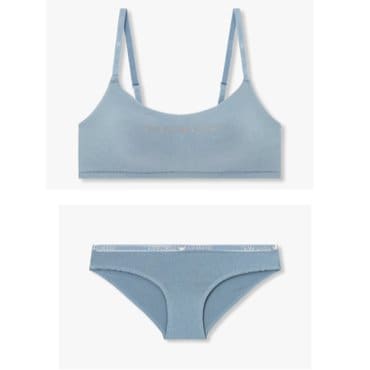 EMPORIO ARMANI 여성 큐빅 로고 패디드 트라이앵글 브라&밴딩 코튼 브리프(0824381513/11524)