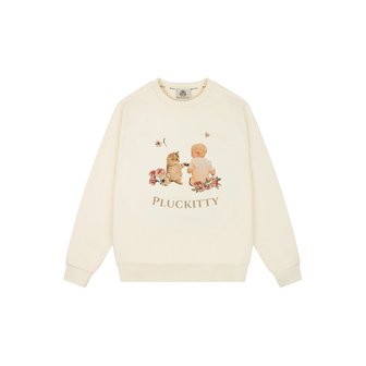 플러키티 Pet me more kitten friend print sweatshirt Ivory Unisex