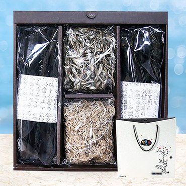 웰굿 부산 기장 특상품 바다내음 선물세트 3호(미역150g,다시마120g,중멸200g,세멸200g)