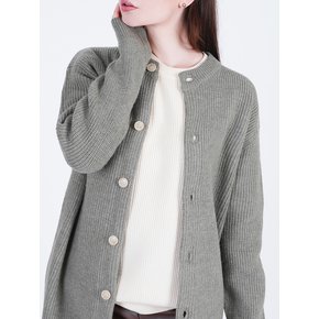 Hazzy Wool Round-neck Cardigan (Olive)