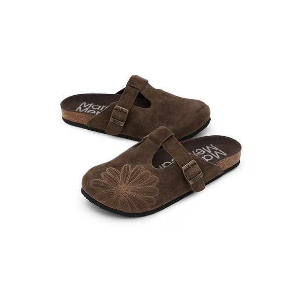 [단독]CLASSIQUE T-STRAP SUEDE MULE_DARK BROWN