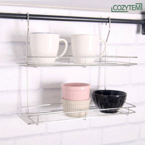 디베르 주방걸이형 철제선반 2단 싱크대 걸이형 컵 정리대