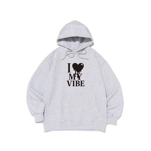 [기모/NO기모] 멜팅 하트 바이브 후드티 (화이트멜란지)