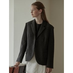 Wool overfit single jacket - Charcoal