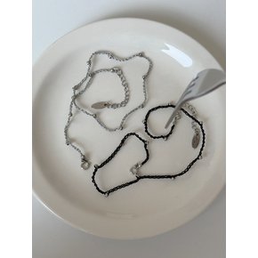Crochet Silver Ball Choker.(2color)