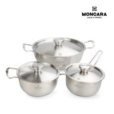 [무료배송]몽카라 띠에르 스텐 냄비 3종세트(편수16cm+양수18cm+전골24cm)