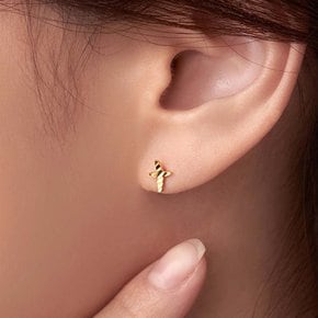 여자 순금 한쪽 미니 귀걸이 크로스 24K