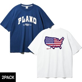 [2PACK]앨빈클로 PLANO 레터링 오버핏 반팔티셔츠 2종 패키지