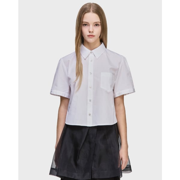 [파주점] [송지오우먼]오키드 포트레이트 엠브로이드 하프 셔츠 화이트 WH5SH500WH