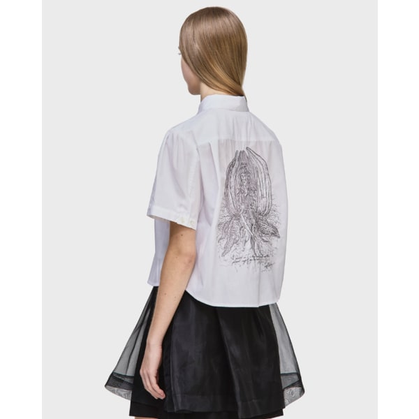 [파주점] [송지오우먼]오키드 포트레이트 엠브로이드 하프 셔츠 화이트 WH5SH500WH