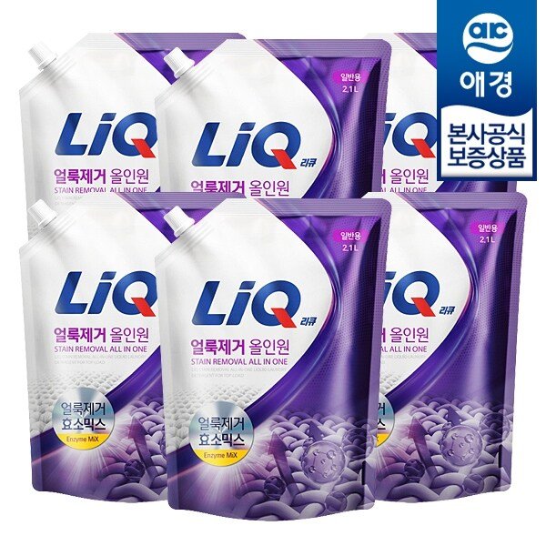 리큐 얼룩제거 올인원 세탁세제 리필 2.1L x6개
