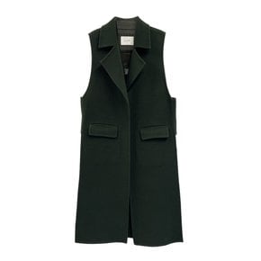 Handmade side slit wool vest_GREEN