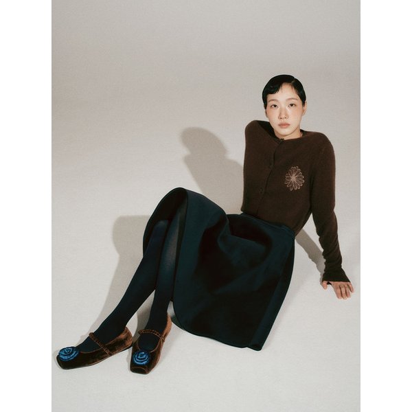 [단독]MARYJANE FLAT ROSE VELVET_BROWN BLUE