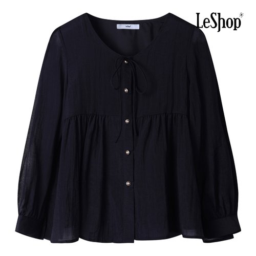 르샵 라운드 리본넥 셔링 블라우스 (BP2BL015A)