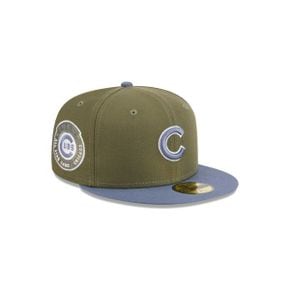 4099569 New Era Mens Olive/Blue Chicago Cubs 59FIFTY Fitted Hat