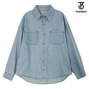 남녀공용 오버핏 간절기 포켓 데님 셔츠 (KD065)
