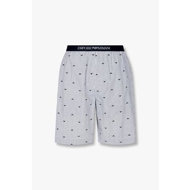 EMPORIO ARMANI 남성 로고 밴딩 패턴드 라운지 쇼츠(0815131019)