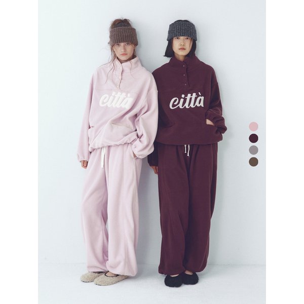 [SET]Signature Logo Half Zip-up Fleece Set-up(4color)