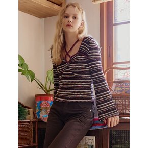 Strappy halter neck Knit (Wine)