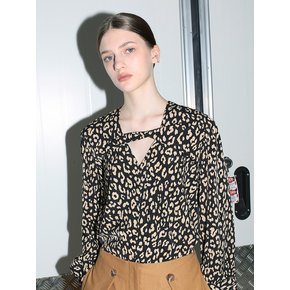 Leopard twist blouse_Black