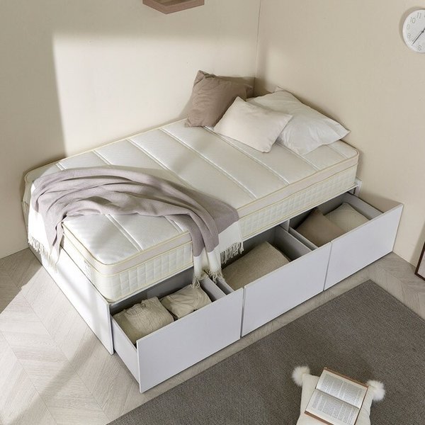 빅수납 서랍 무헤드 침대 Q (유로탑 25cm 매트리스) TR5202 (수도권무배)