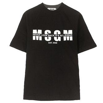 MSGM 20SS 2842MDM264 207498 99 로고레터링 라운드 반팔티셔츠 블랙 여성