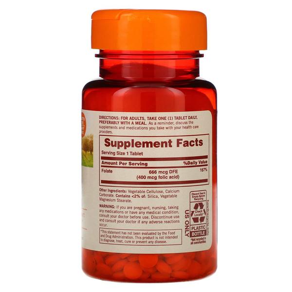 [해외직구] 썬다운네츄럴 엽산 666MCG DFE 엽산 폴릭엑시드 400mcg 350정 Sundown Naturals Folate 666 mcg DFE 350 Tablets