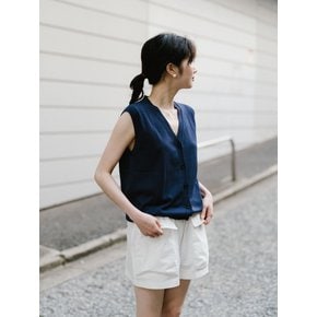 DARK NAVY ECO-VISCOSE CABLE KNIT VEST