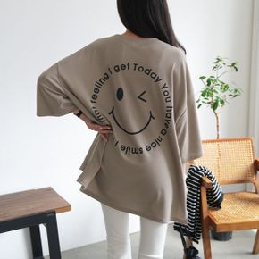 데이 루즈핏 레터링 나염 티_P348456192