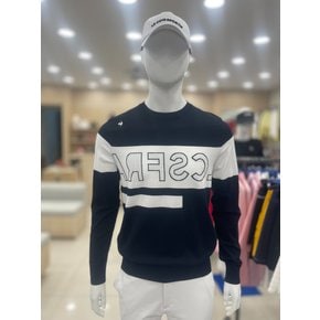 [여주점] 남성 보더 레터링 라운드 스웨터 GP121MKP24