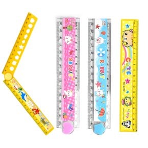 플라스틱 자 방안자 눈금 접이식 직자 캐릭터 얇은 겹자 프라스틱 학용품 15CM 30CM
