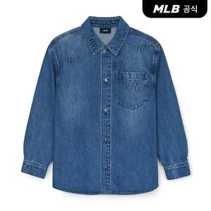 MLB [코리아공식] 클래식 모노그렘 볼륨 엠보 믹스 데님셔츠 NY (Indigo)