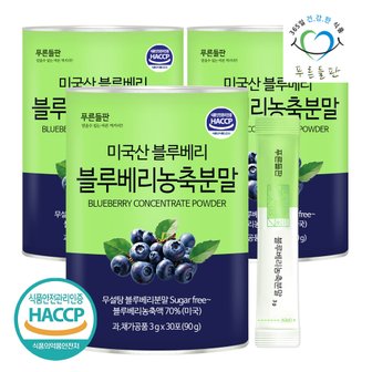 푸른들판 블루베리 농축 분말 가루 스틱 파우더 3gx30포 3통 베이킹블루베리 열매