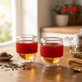 더블월 글라스 컵 250ml 2pc 레드