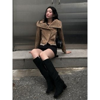 찰스앤키스 인조 스웨이드 스퀘어 토 사이드 지퍼 니하이 부츠_2colors CK1-90280075