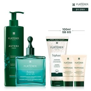 [스텝케어] 진정&힐링 아스테라 프레쉬 샴푸 600ml+헤드스파 50ml(+트리파직디럭스160ml 증정)