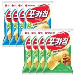 오리온 포카칩 오리지널, 66g, 4개 + 어니언, 66g, 4개 총8개