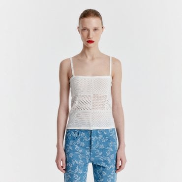 EENK YIZ Panelled Lace Knit Top - White