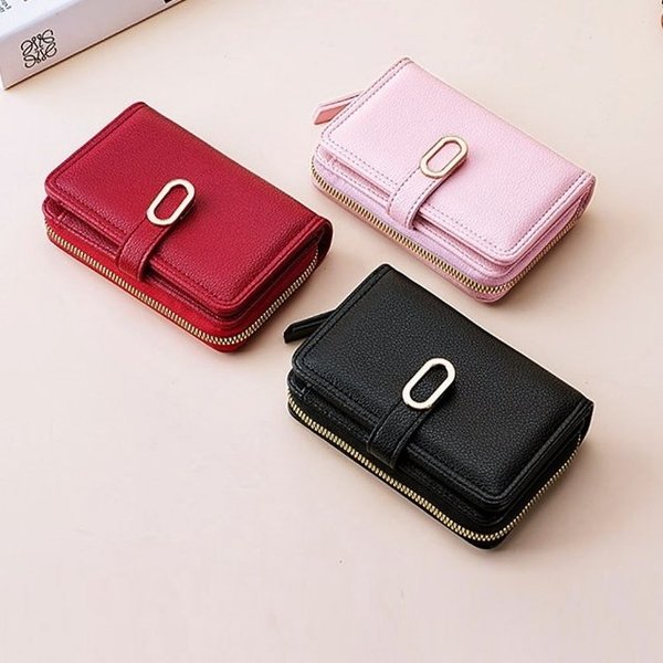 5컬러 여성 인조가죽 원형클립 중지갑 여학생지갑 (WFJJO1Y)