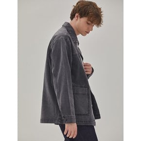 DENIM SQUARE POCKET WORK JACKET GRAY BLACK